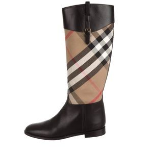 Burberry leather knee-high boots.